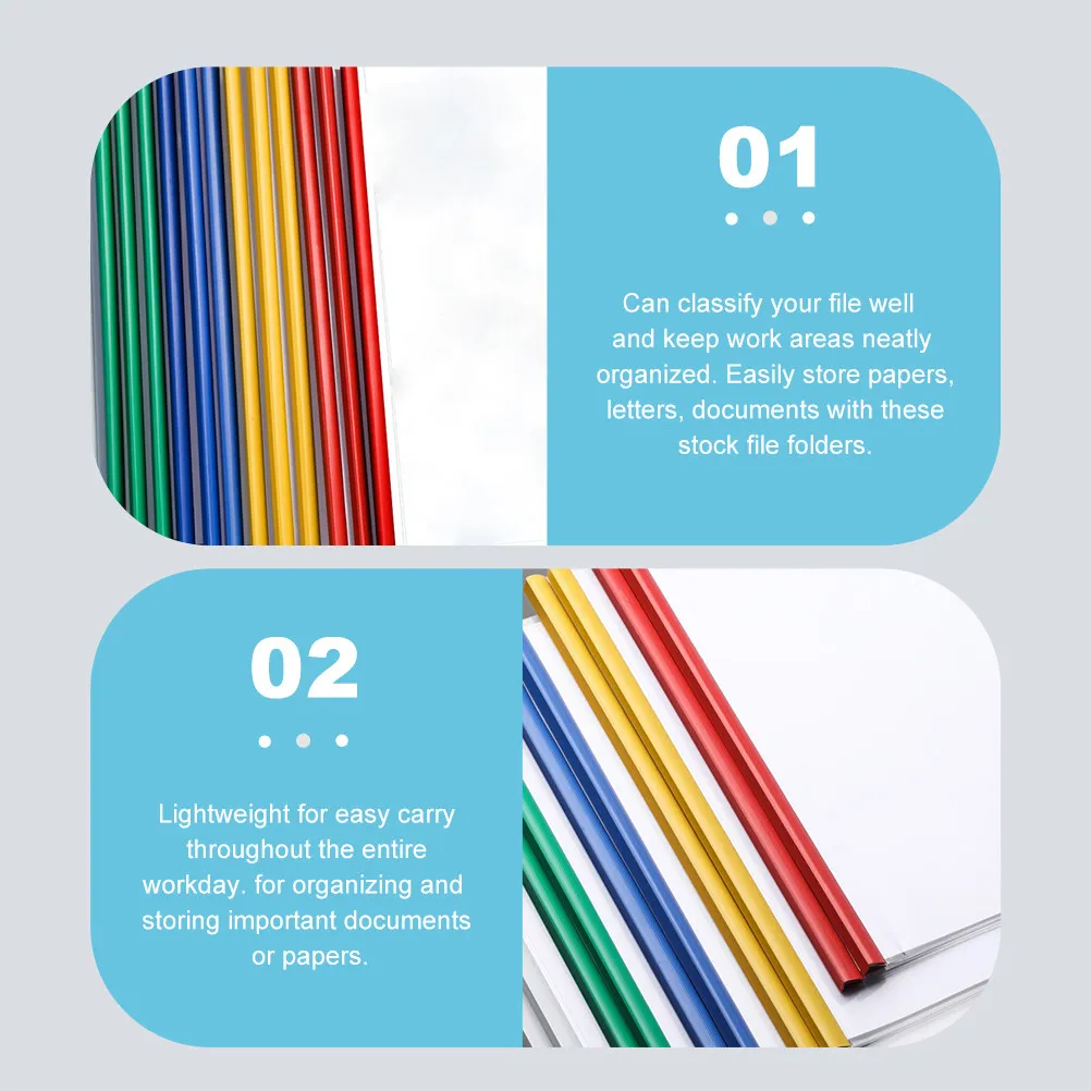 

10 Pcs Thin Color Paper Folders Office File Document Sealing Clip Clear Organizer
