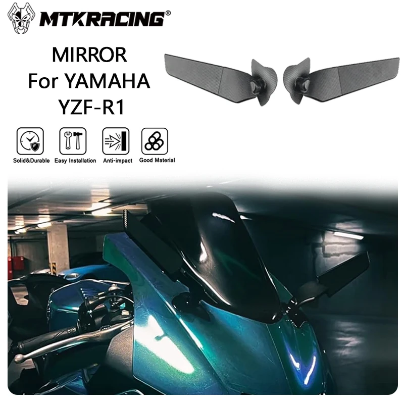 

MTKRACING Зеркало для YAMAHA YZF-R1 2015-2019 мотоциклетные боковые зеркала, ветровое крыло, регулируемое вращающееся зеркало заднего вида