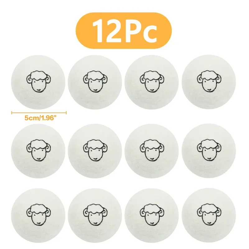 1-12 Stuks Herbruikbare Wol Droger Ballen Waterontharder Wasserij Thuis Wassen 4/5/6 Cm fleece Droge Kit Bal Nuttig Wasmachine Accessoires