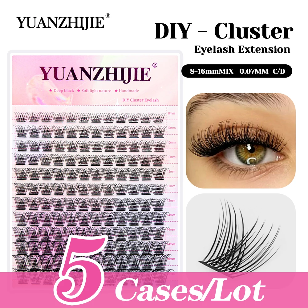 

Wholesale 5cases/lot YUANZHIJIE C/D Curl Waterproof DIY Clusters Eyelash Premium Velvet Fiber Russian Volume Lash Easy to Graft