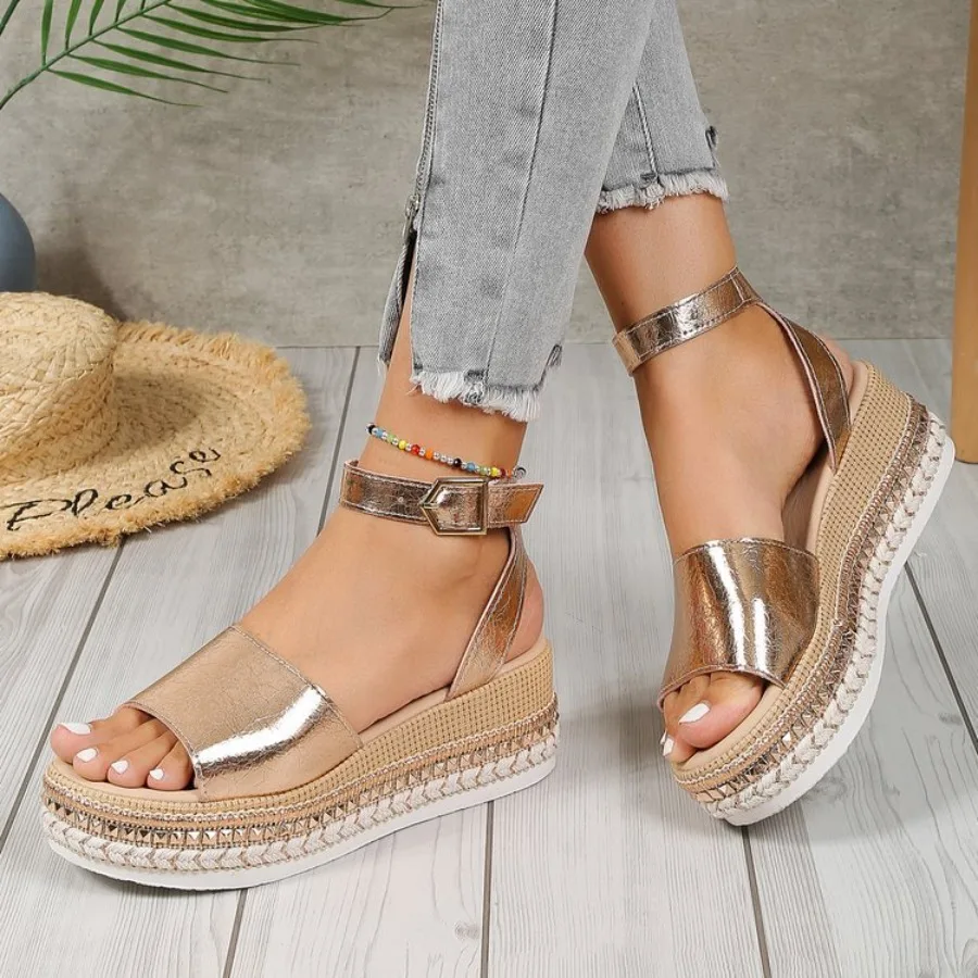 New Summer Women's Sandals Fashion Platform Sandals Luxury Leather Ladies Casual Beach Shoes Comfort Wedges Sandalias De Mujer