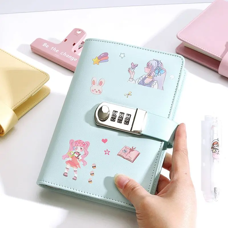 A6 Portable Makaron Creative Cute Password Diary Multi-function Locked Notepad Stationery Notebooks and Journals Sketchbook New