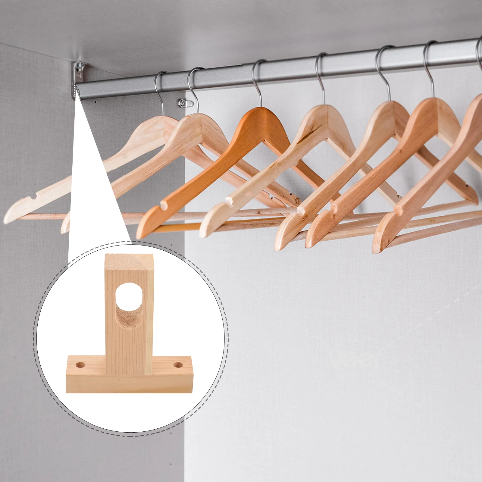 

Wooden Closet Bracket Sturdy Closet Rod Holder for Home Wardrobe Use Easy to Install Compact Space Saving Solution