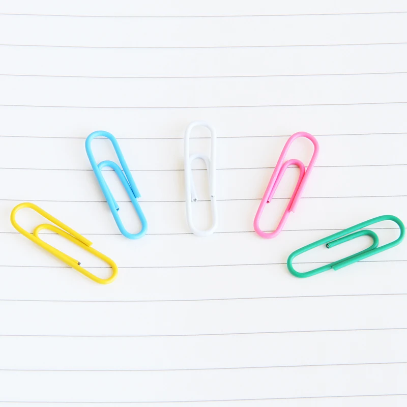 Deli Paper Clip Office Supplies Paper Clip Creative Color Metal Nickel Plated Bookmark Box Set Document Binding 100 pieces/box