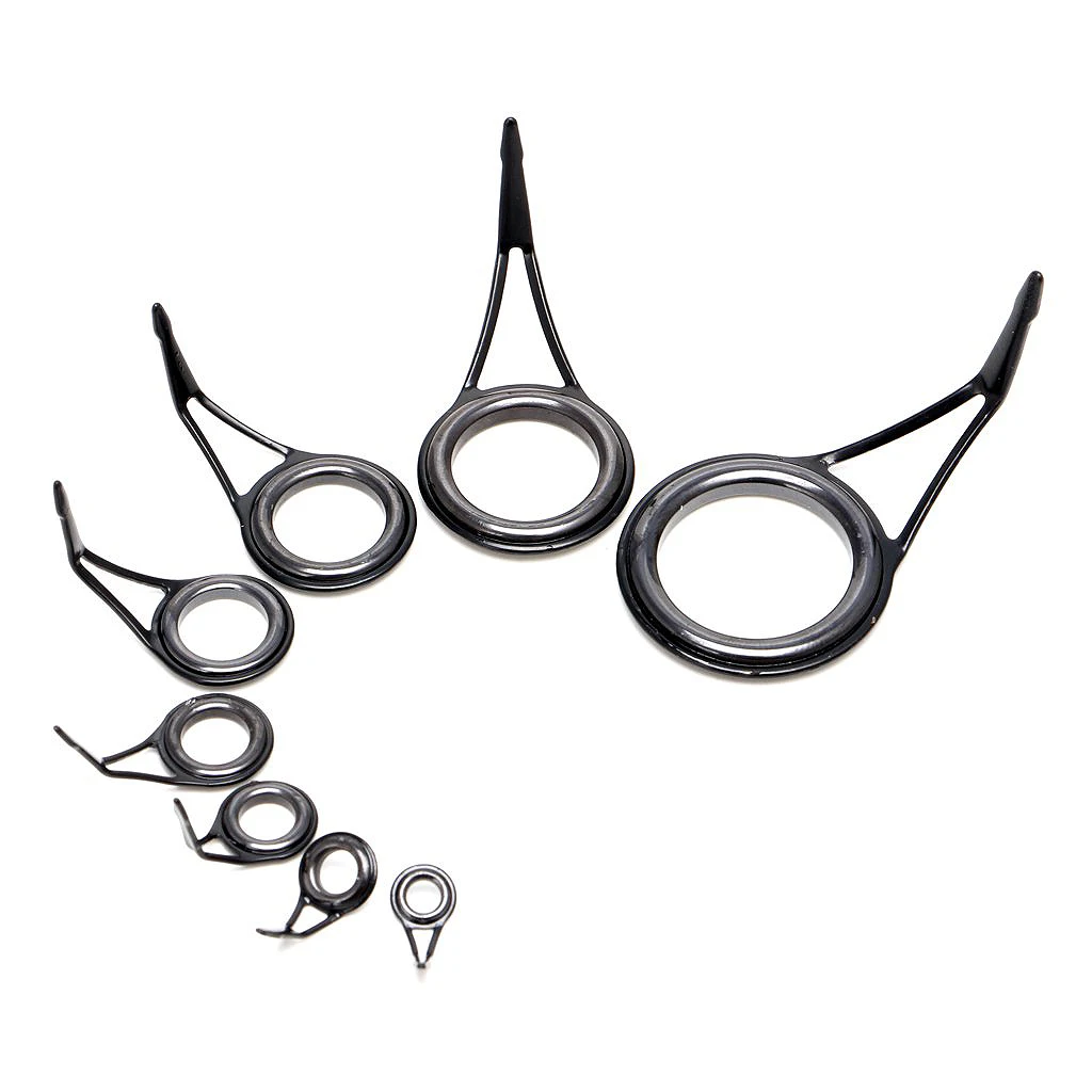 8 Pcs/Set Fishing Rod Guides Tip Fish 5-18Mm Dia Pole Repair Kit Line Rings Eyes Set Rings Frame