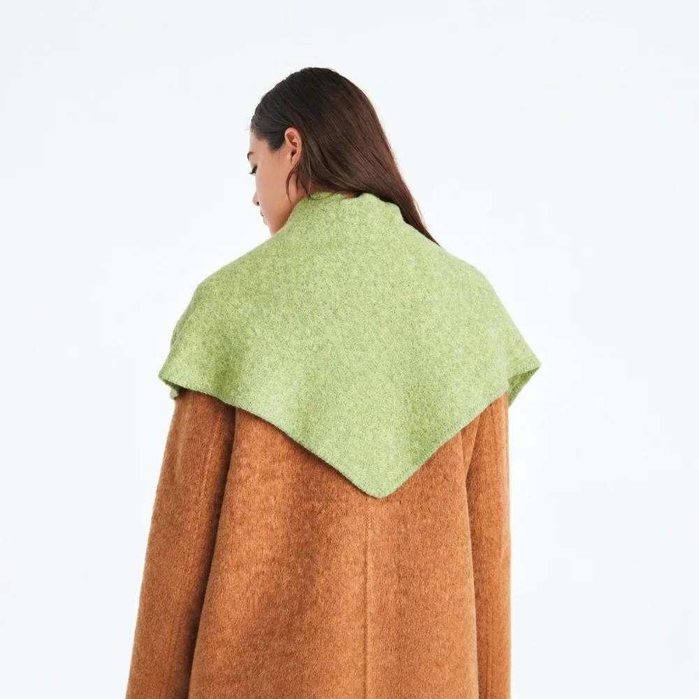 Elegant Solid Color Triangle Shawl Windproof Warm Knitted Scarf Wool Korean Style Cross Scarves Outdoor