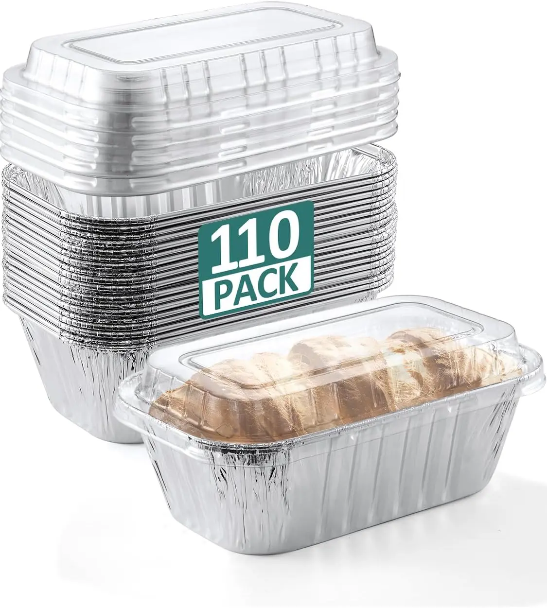 

Набор из 110 одноразовых форм для выпечки 6x3.5x2 дюйма с крышками - мини-формы для кексов на 1 фунт, маленькие формы для выпечки из фольги