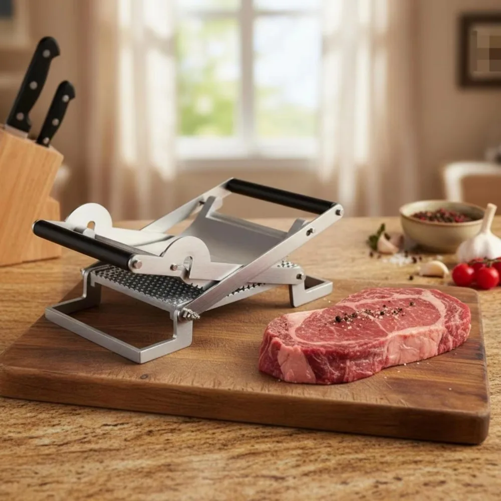 Manual Clip on Meat Tenderizer 304 Stainless Steel Effort-saving Meat Presser Non-slip Handle Meat Tenderize Tool Restaurant
