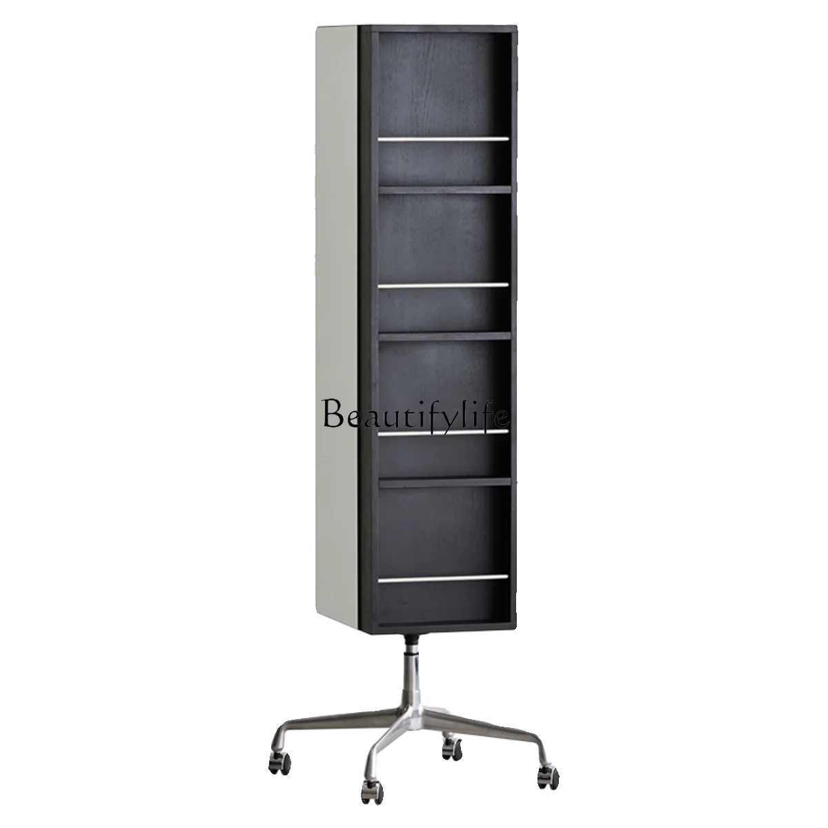 

*Full-body mirror cabinet integrated modern minimalist mobile with pulley black solid wood 360-degree rotating full-length mirro