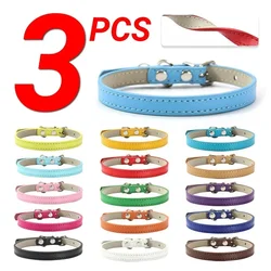 3 stks/partij zachte pu leren kattenhalsband effen kleur puppy halsband voor kattenkitten accessoires huisdierbenodigdheden chihuahua xs/s/m