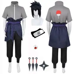 Men Elder Boys Anime Sasuke Cosplay Suit Costume Halloween Cosplay Comic Uchiha Cos Suit Stage Performance