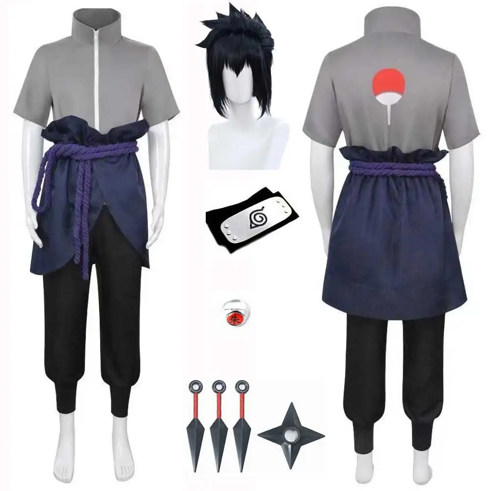 Men Elder Boys Anime Sasuke Cosplay Suit Costume Halloween Cosplay Comic Uchiha Cos Suit Stage Performance