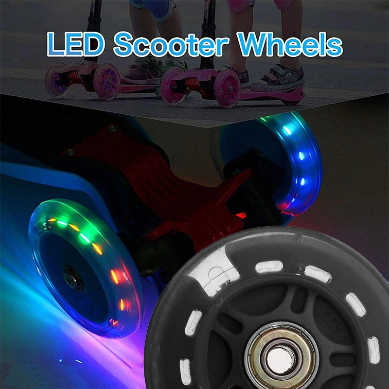 

Mini Scooter Wheel Flashing LED Lights Scooter Wheel Bearings 80mm Skate Wheels Magnetic Led Flash For Adults Kids Roller Wheels