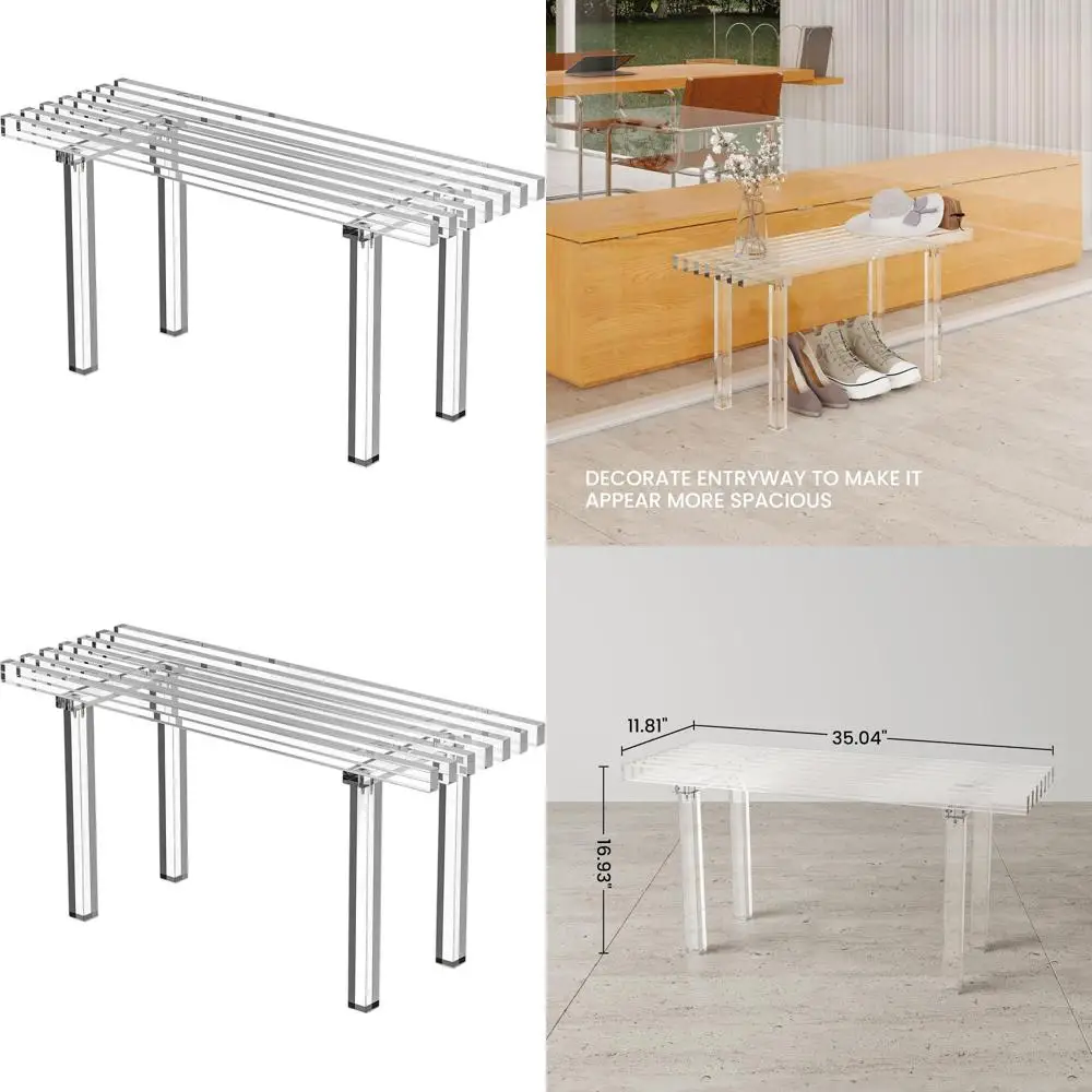 35 Banco de almacenamiento de zapatos de acrílico transparente, capacidad para 350 libras, diseño moderno para dormitorio, pasillo y fin de la cama