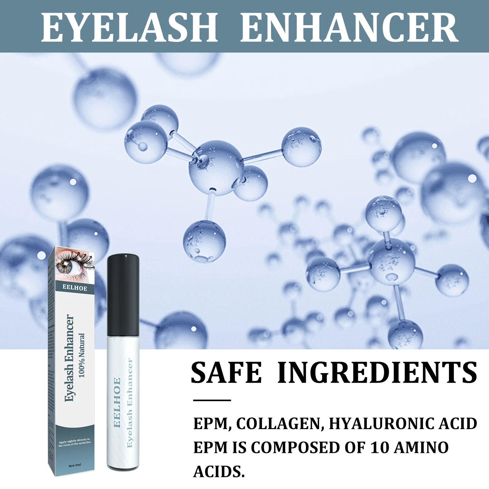 EELHOE 3 ml Wimper Enhancer Serum Verlenging Wimpers Reparatie Versterken Curling Dikker Oogzorg Lift Wimpergroei Essentie