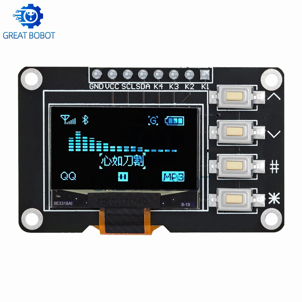 شاشة LCD OLED لاردوينو ، شاشة عرض مع مفتاح 4x4 ، I2C ، SSD1315 ، IIC ، أبيض ، أزرق ، أزرق ، أصفر ،