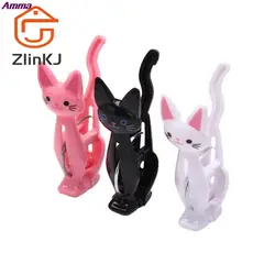 4Pcs Cute Cats Plastic Clothes Pegs Clothespins Cartoon Beach Towel Clips Bed Sheet Socks Windproof Laundry Pins