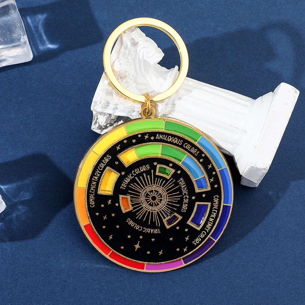 Chromatic Circle Keychain Color Wheel Rotatable Creative Turntable Keyrings