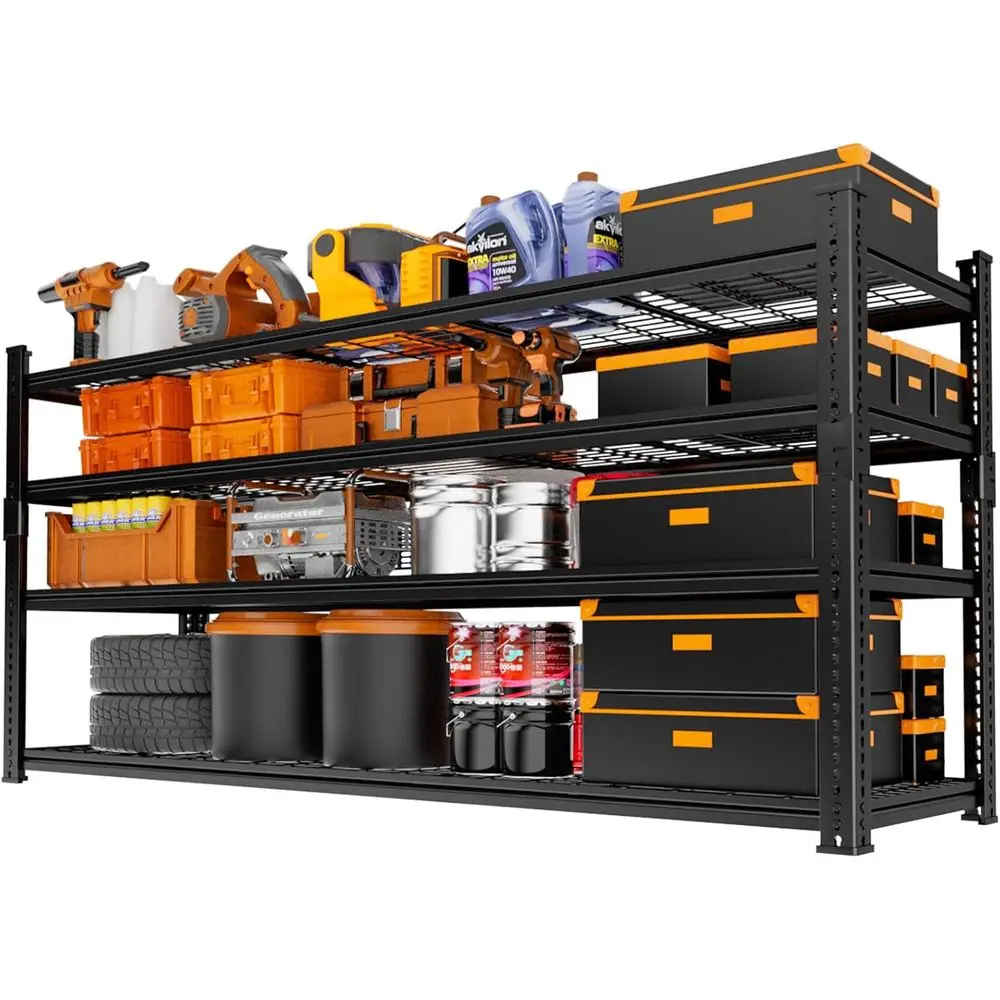 

Прочная 4-ярусная металлическая стеллажная система 60 дюймов x 24 дюйма x 60 дюймов (183 см x 61 см x 152 см) для гаража, кухни, прачечной и хранения (грузоподъемность 1200 кг)