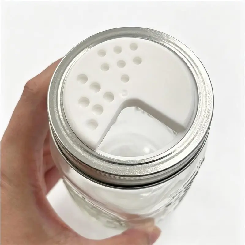 WORTHOWN-6Pack Regular Mouth Lids Adjustable Spice Shaker Lids Plastic Seasoning Jar Lids For Mason Jars For Herbs, Salt & Peppe