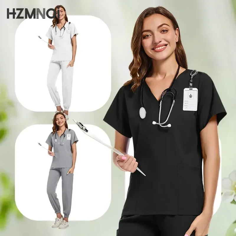 Multicolorido esteticista workwear cor sólida roupas de trabalho de laboratório uniformes de enfermagem médica clínica esfrega conjuntos uniformes de enfermeira atacado