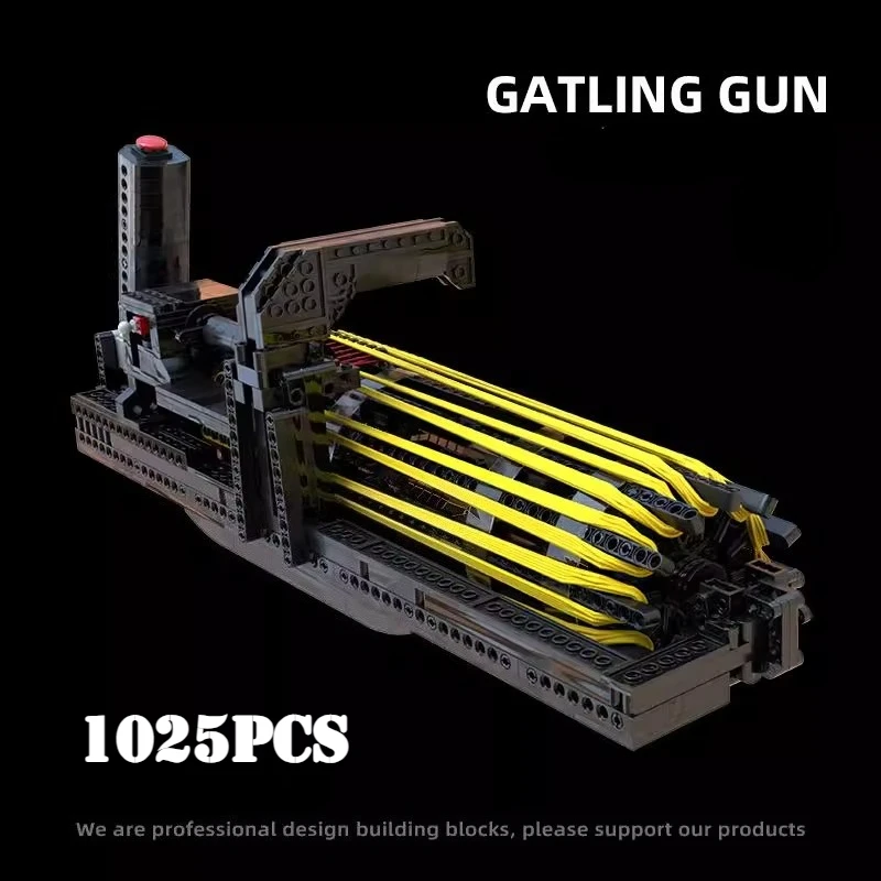 1800PCS Technical Gatling Gun Building Blocks Model Rotatable Barrel Bricks Gun Model Assemble Bricks Toy Gift For Adult