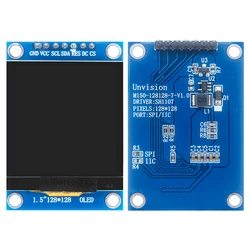 1.5 Inch OLED Screen Module SPI 7Pin 128*128 COG SH1107 Drive White LCD Display Low Power Consumption 3V-5V