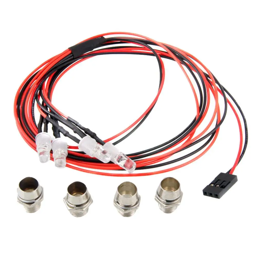 

RC LED Lamp Light for 1/5 1/8 1/10 1/12 1/16 Model Car Spare Parts Red , Blue 4 lights 5mm