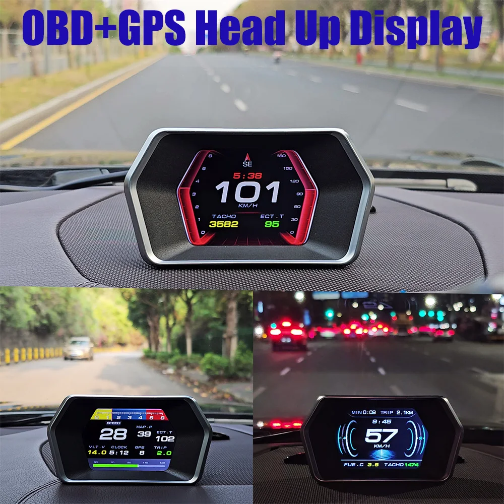 OBD2 GPS On-board Computer Windshield Projector Car Electronics Digital Head Up Display OBD+GPS Smart P17 For HUD Overspeed Warn