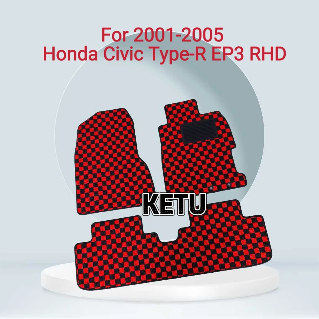 For 2001‑2006 Honda Integra Type‑R DC5 RHD Custom Fit Checkered Car Floor Mats All Weather Protection Auto Interior Foot Carp