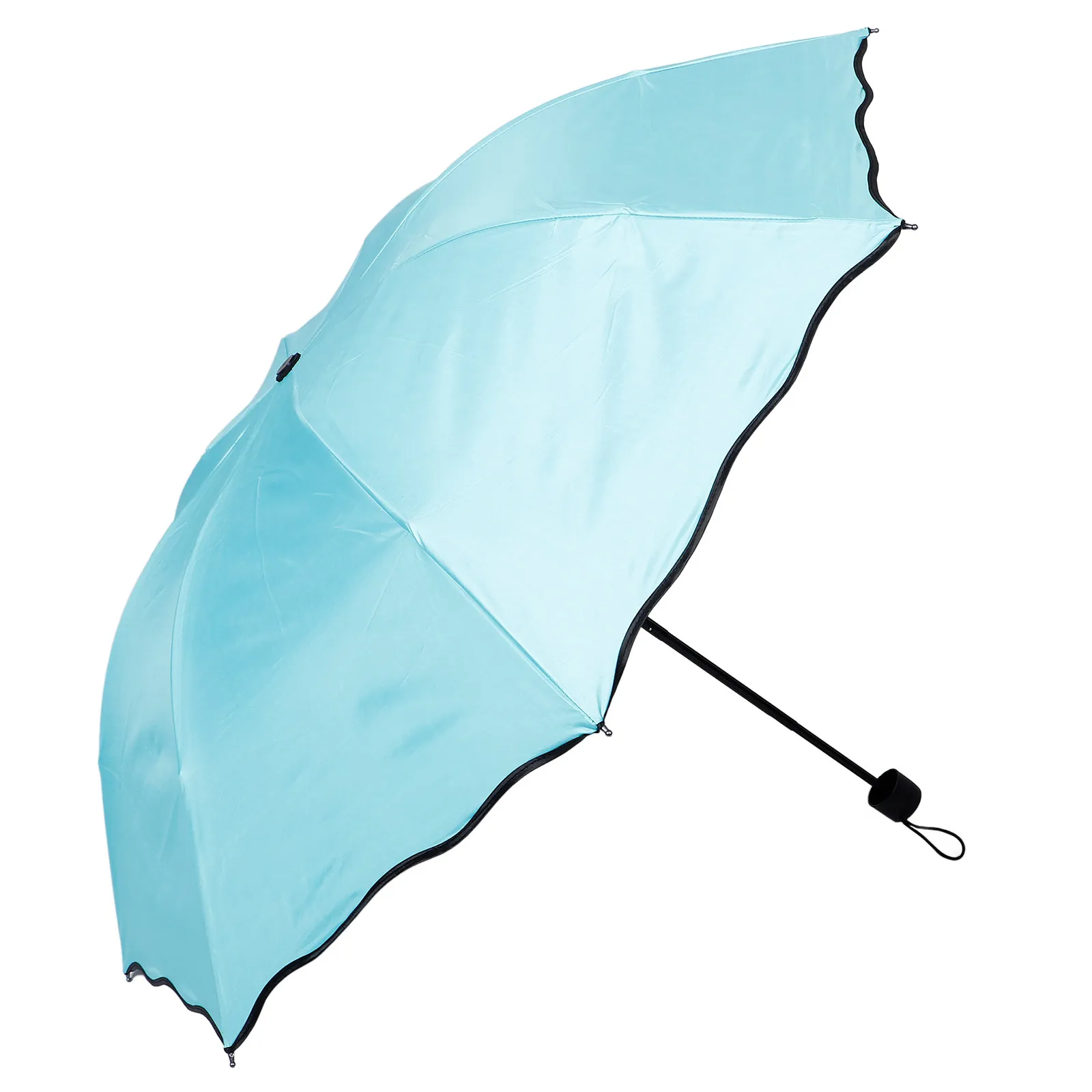 Compact Folding Mint Color Changing Uv Protection Windproof Portable Travel Rain Tri-Fold Small Parasol
