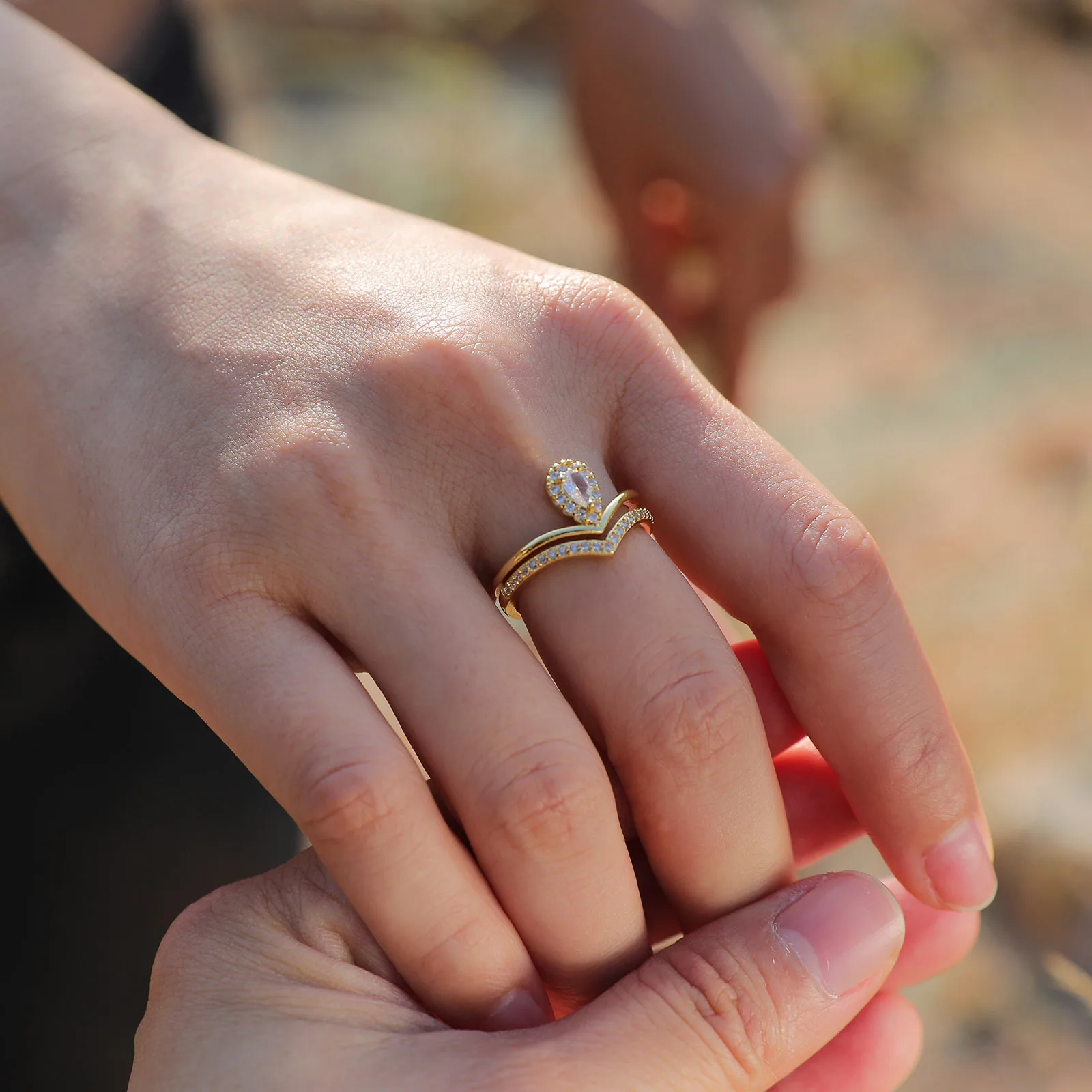 خواتم الخطبة زركونيا مكعب للنساء ، حلقة مفتوحة من الحجر دروبوتر #2