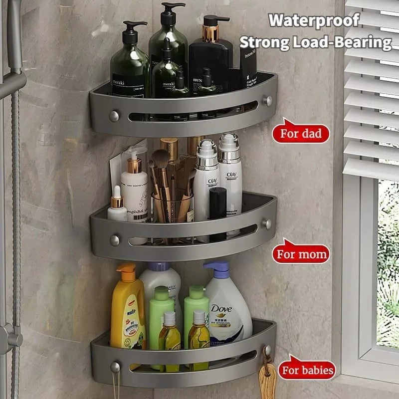 

NEW 3/2/1 PCS Adhensive Bathroom Shampoo Holder Shower Caddy Shelves Storage No Drill Shelf Corner Towel Holder Shelves For