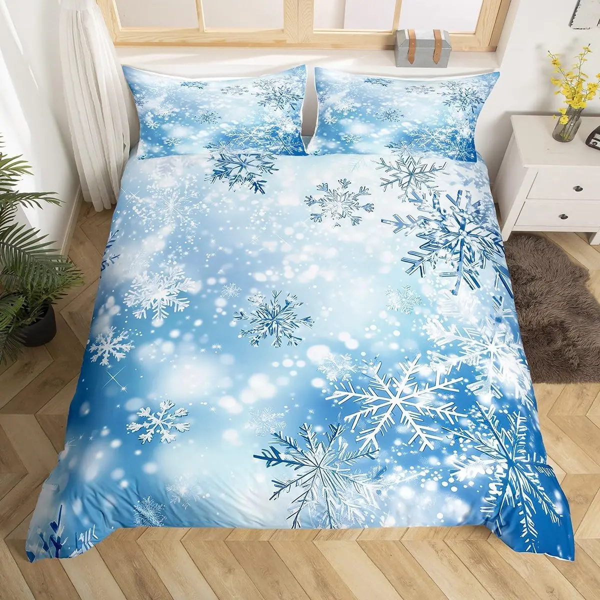 Santa Claus Twin Queen Duvet Cover, Merry Christmas Bedding Set for Child Teens Room,Cartoon Comforter Cover, Xmas Decor Bed Set