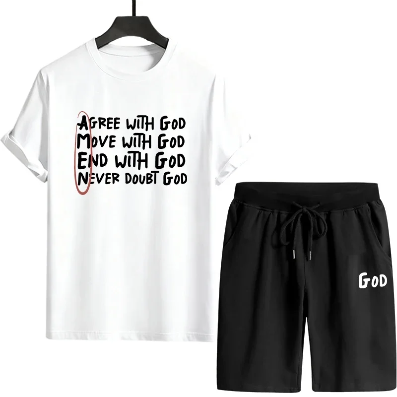 Hot Sales Mens Tracksuit Casual Print T-shirt Outdoor Jogging Sportswear Single Piece T-shirt Shorts 2026 Summer Handy Clothing