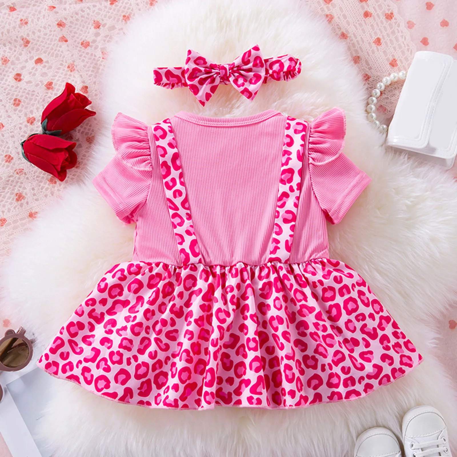 Infant Baby Girls Summer Short Sleeve Rompers Bodysuit With Headbands Playsuits Newborn For Baby Clothes 6 9 12 18 24 Months