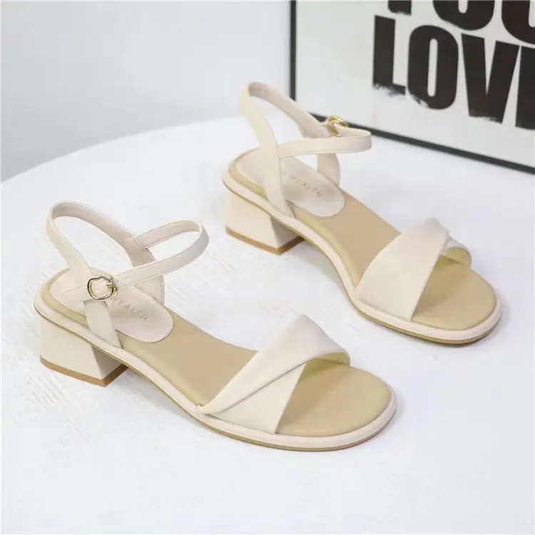 Evening Breeze Block Heel Sandals for Women Square Toe Ankle Strap Buckle Comfortable Casual Summer Daily Office Shoes