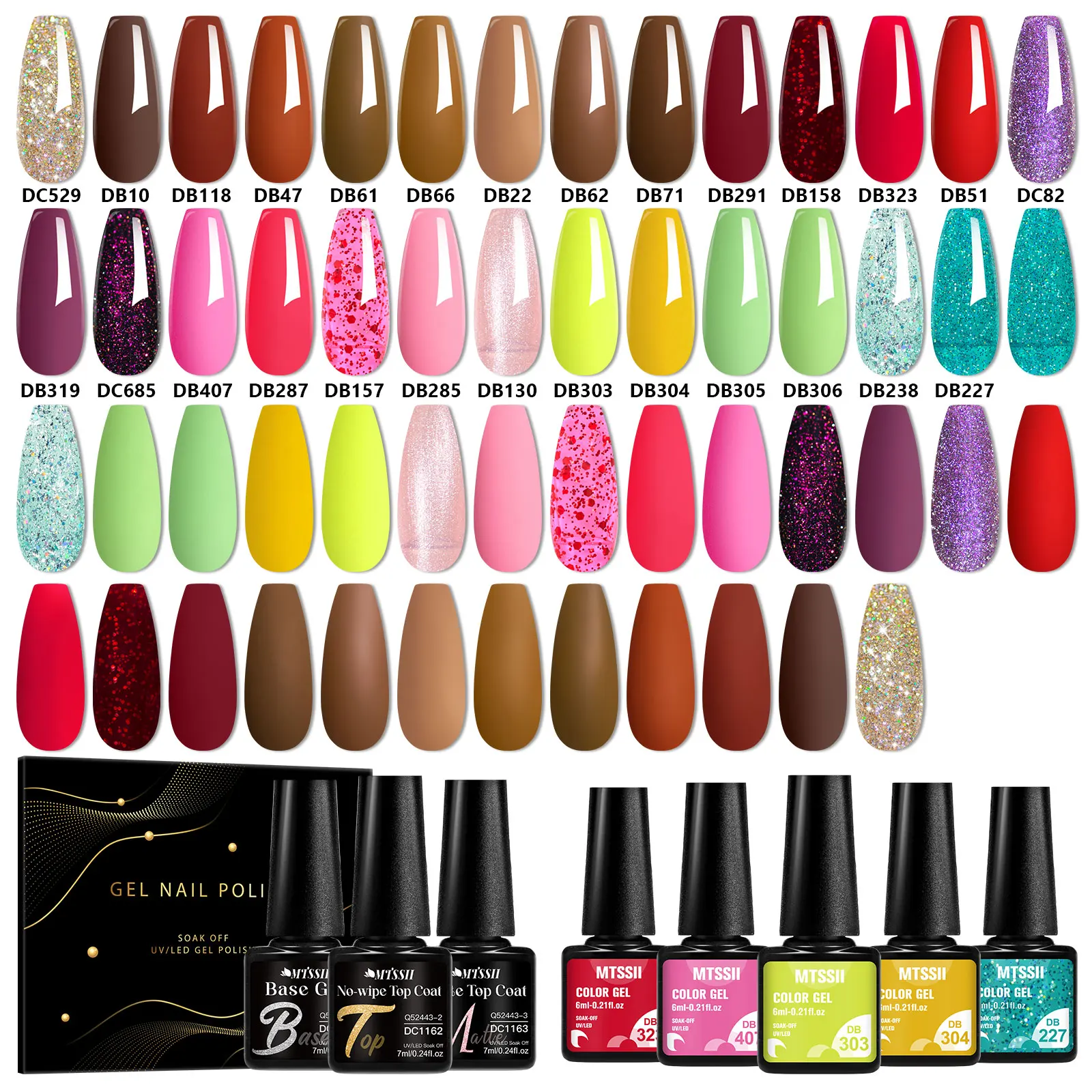 30pcs Gel Nail Polish Set HEMA TPO Free Black Red Semi Permanent Soak Off UV Gel Varnish Nail Art Manicure DIY Nail Supplies
