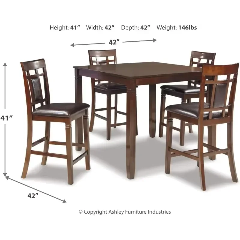 Diseño exclusivo de Ashley Bridson Juego de comedor de 5 piezas con altura de mostrador y mesa y 4 taburetes de bar