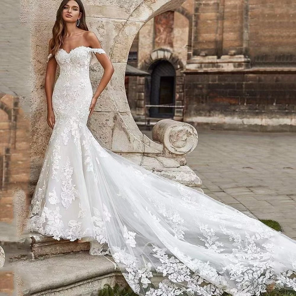 

Sexy Off The Shoulder Vestidos De Novia Appliques Vestido De Noiva Sweetheart Mermaid Wedding Dress Customized