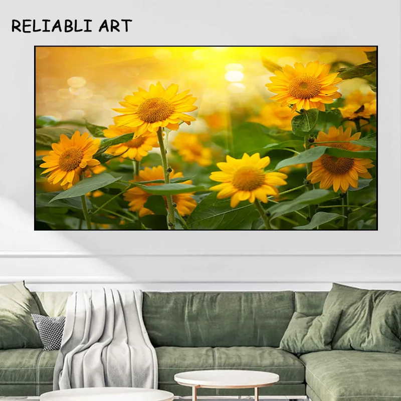 Natural Sky Cloud Sunflower Poster and Prints Canvas Painting Modern Wall Art Pictures For Living Room Home Decor No Frame