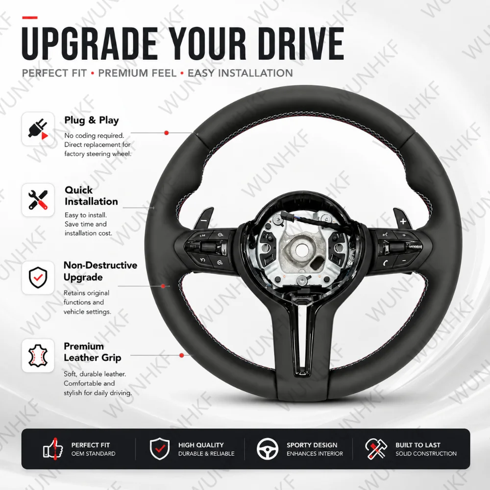 For BMW F10 F11 F15 F16 F20 F30 F31 F32 F36 E70 E71 E84 E87 E90 M3 M4 Manual Automatic Leather Sport Interior Steering Wheel