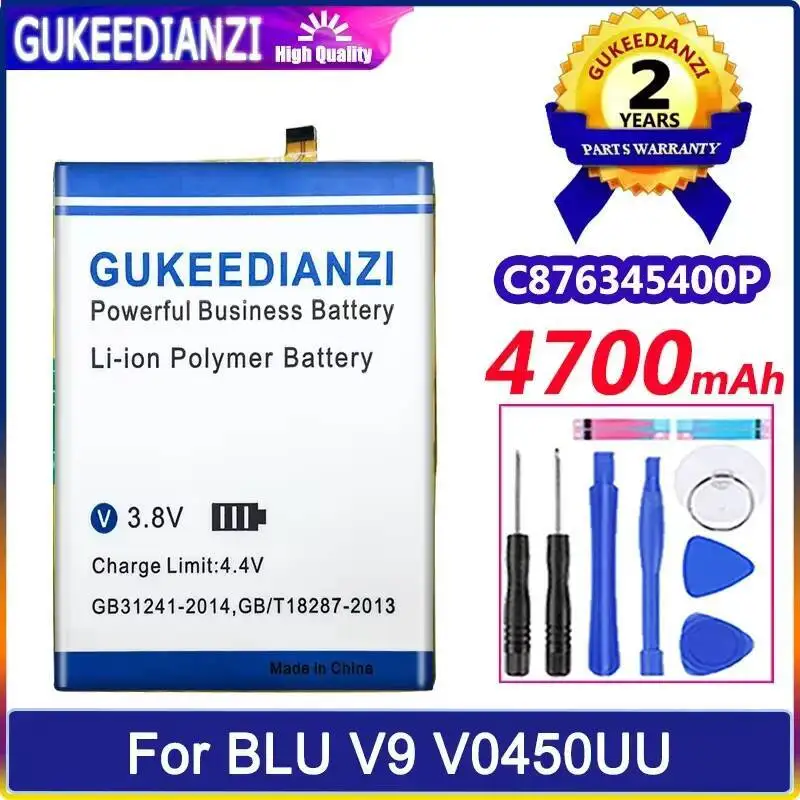 

C876345400P For Blu V9 V0450UU High Capacity Mobile Phone Battery 4700Mah