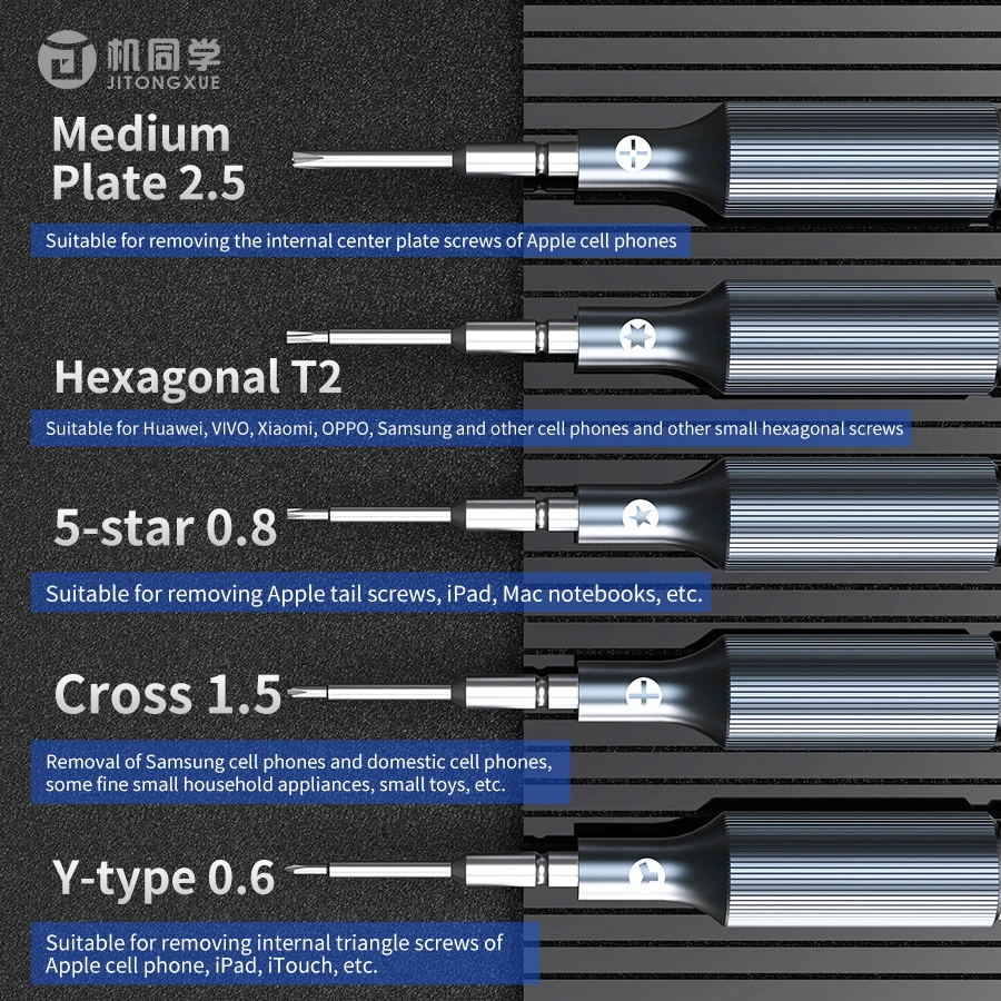 JTX JT-87 5in1 S2 مجموعة مفك براغي متعددة الوظائف للهاتف المحمول والكمبيوتر المحمول تفكيك إصلاح المغناطيسي المضادة للانزلاق