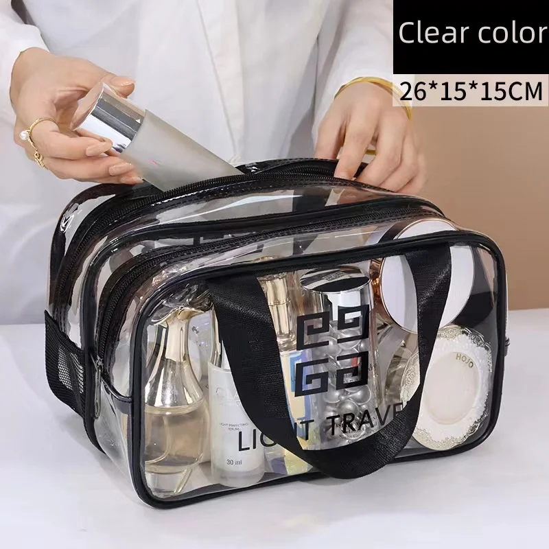 Portable Travel Clear Storage Bag PVC Makeup Bag Waterproof Washbag Transparent Large Capacity Women\'s Portable Cosmetic Cases