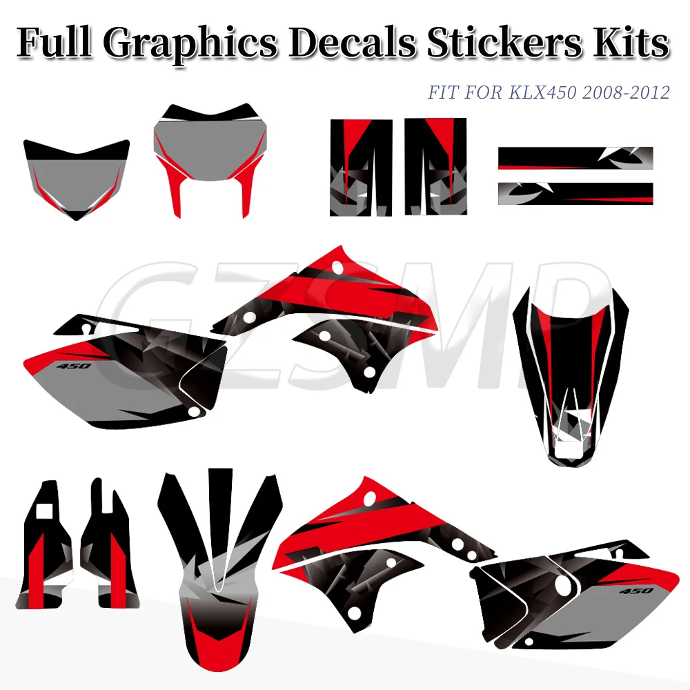 Motorcycle Graphics Background  Decor Decals Stickers Kits Customize Fit For KAWASAKI KLX450 2008-2012 Motocross Stickers