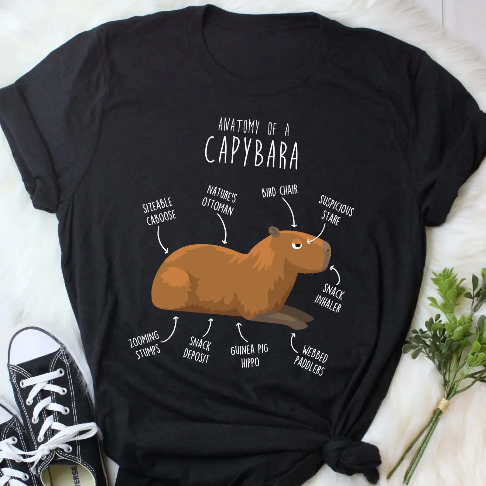 Anatomy of A Capybara Funny T Shirt Cute Cavy Rodent Animal Lover Casual for  vintage Washed fashion graphic