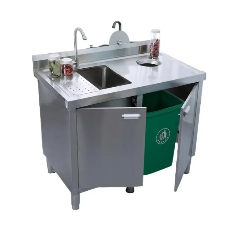 Customizable Commercial Stainless Steel Kitchen Workbench with Sink And Bin Extended Heavy-Duty Restaurant Weighing Table