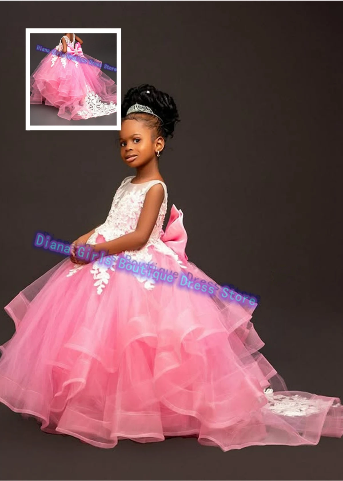 Luxury Flower Girl Dress Pink Tulle Fluffy for Little Girls Princess Weddings Birthday Party Ball Evening Customised Dresses