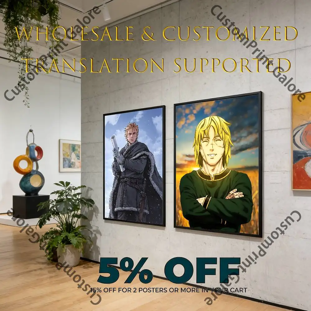 T-Thorfinn K-Karlsefni V-VinlandS Vintage Retro Poster Sticker Classic Art Painting for Home Bedroom Cafe Office Wall Decor